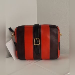 Striped Rustic Leather Crossbody Bag  CLARE V.